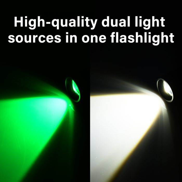 TANK007 dual light source zoom dimmable flashlight light led white light-green light flashlight TK737 - Image 4