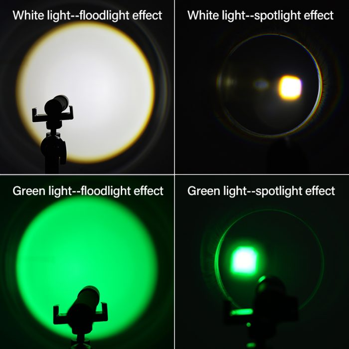 TANK007 dual light source zoom dimmable flashlight light led white light-green light flashlight TK737 - Image 5