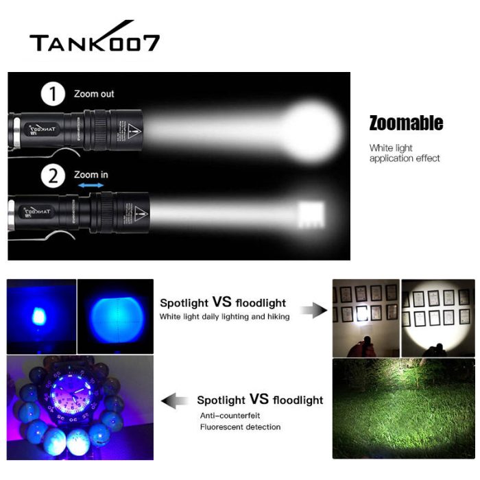 F2 Portable zoomable dual LEDs light 365nm UV Torch and 160lumens white light for sale - Image 5