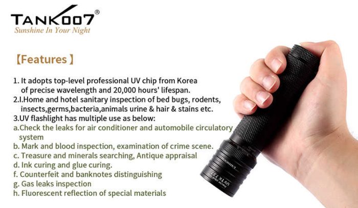 UV-TK737 395nm-3W Zoomable UV Flashlight (UV737) for UV Curing Geocaching Amber Searching Scorpion Hunting Pet Urine Stains Finding - Image 3
