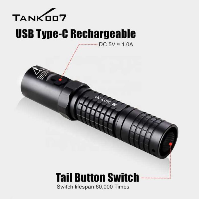 Tank007 UV-L03C NDT Forensic 365NM Rechargeable LED UV Light Flashlight Ultraviolet Blacklight Torch - Image 6