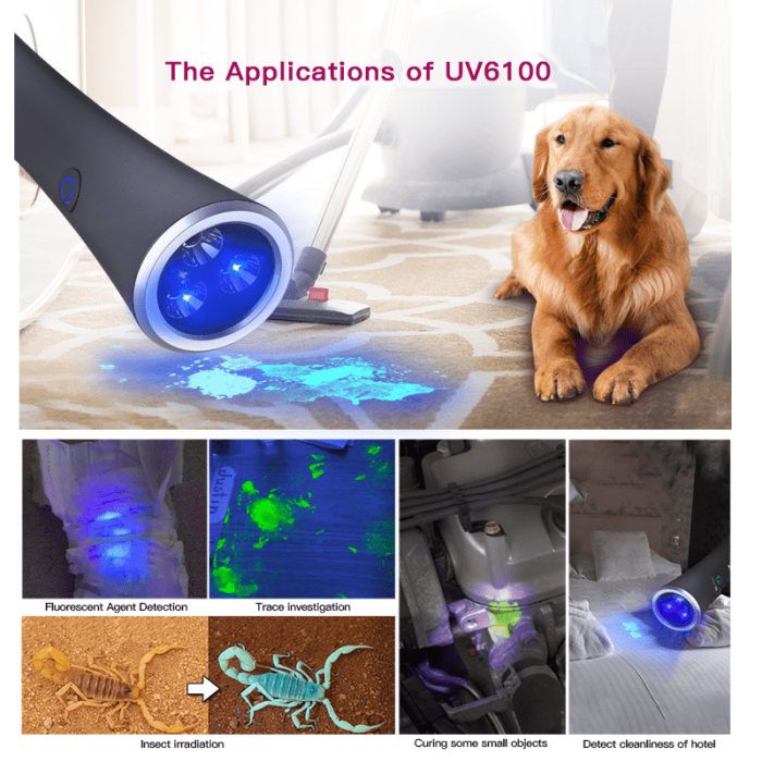 Tank007 UV6100 UV Flashlight Black Light Lamp Detector for Dog Urine Pet Stains Bed Bug - Image 6