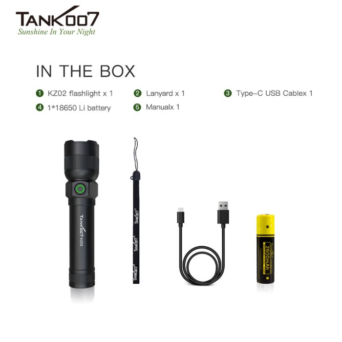 Outdoor zoomable flashlight KZ02 bright powerful tactical torch - Image 7