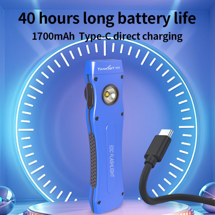 TANK007 Slim Strong Light Flashlight WF02 Blue Rechargeable Pocket Flashlight - Image 3