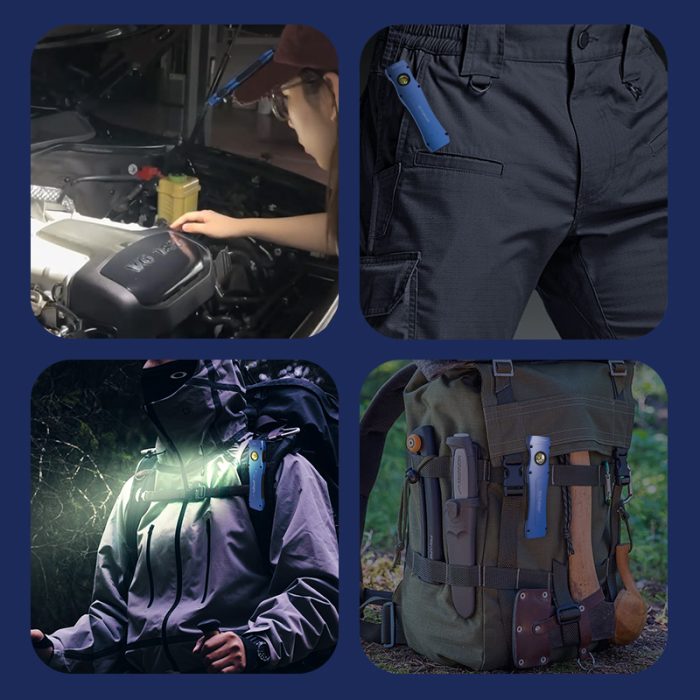 TANK007 Slim Strong Light Flashlight WF02 Blue Rechargeable Pocket Flashlight - Image 5