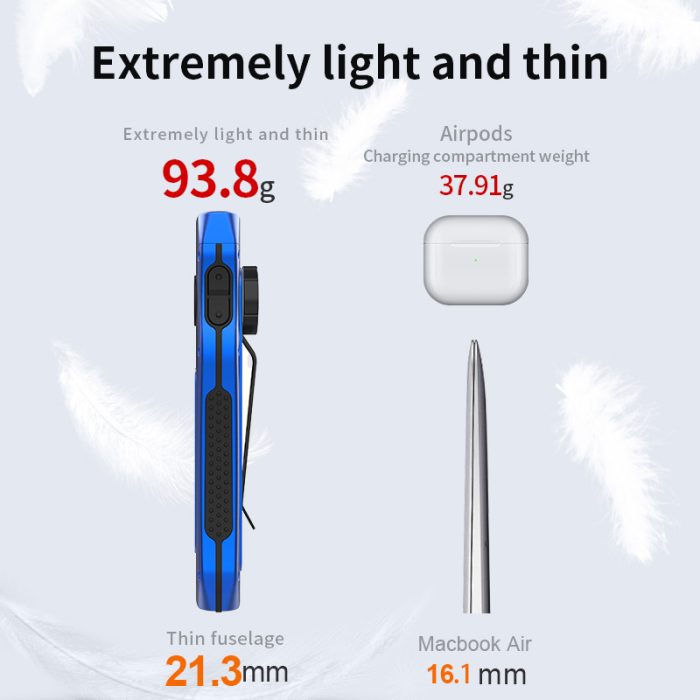 TANK007 Slim Strong Light Flashlight WF02 Blue Rechargeable Pocket Flashlight - Image 6