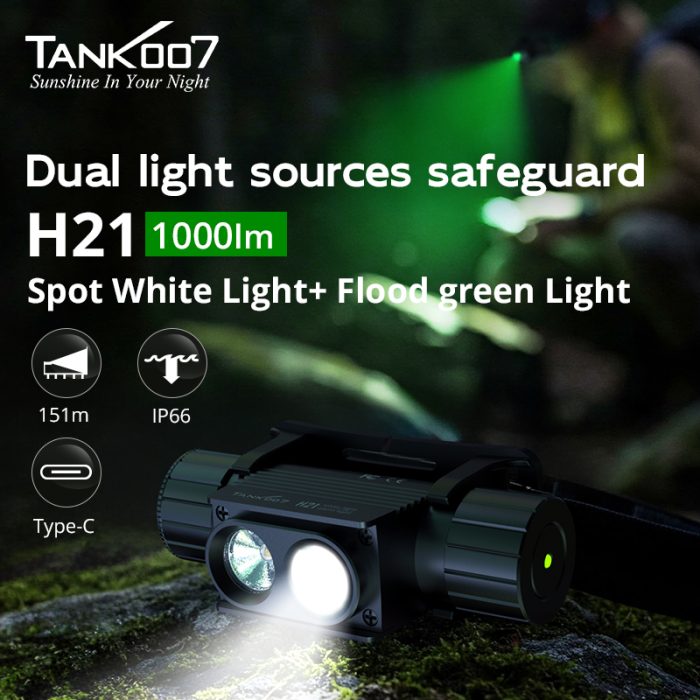 H21 uniform green light double lamp headlight high power outdoor mountaineering - Image 2